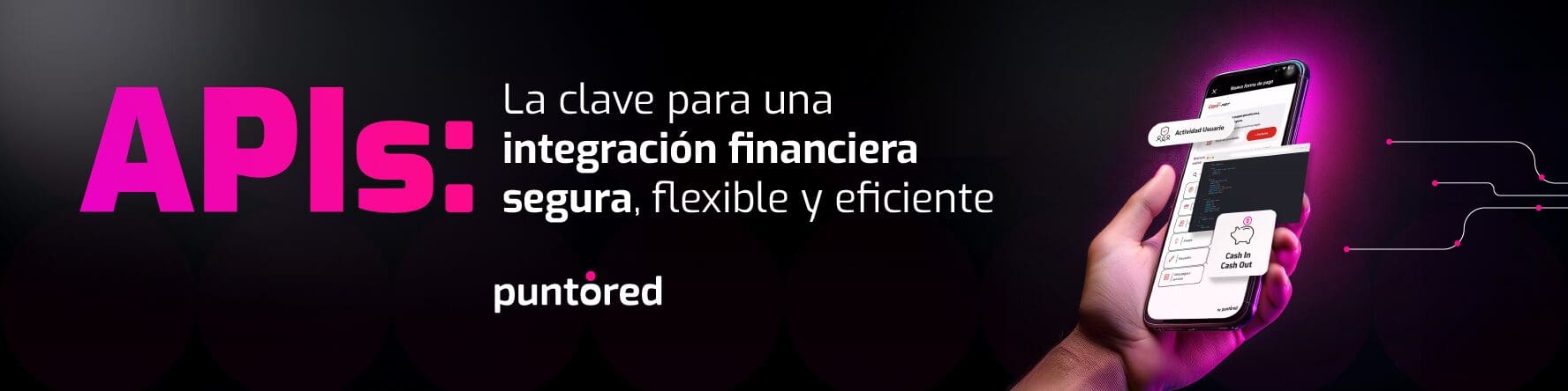 Representación gráfica de una API conectando diferentes servicios financieros.